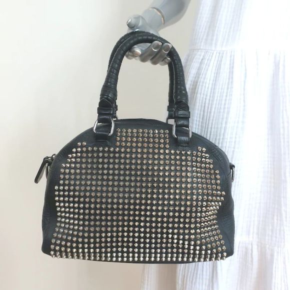 Christian Louboutin Handbags - Christian Louboutin Panettone Studded Bowler Bag Black Grained Leather
